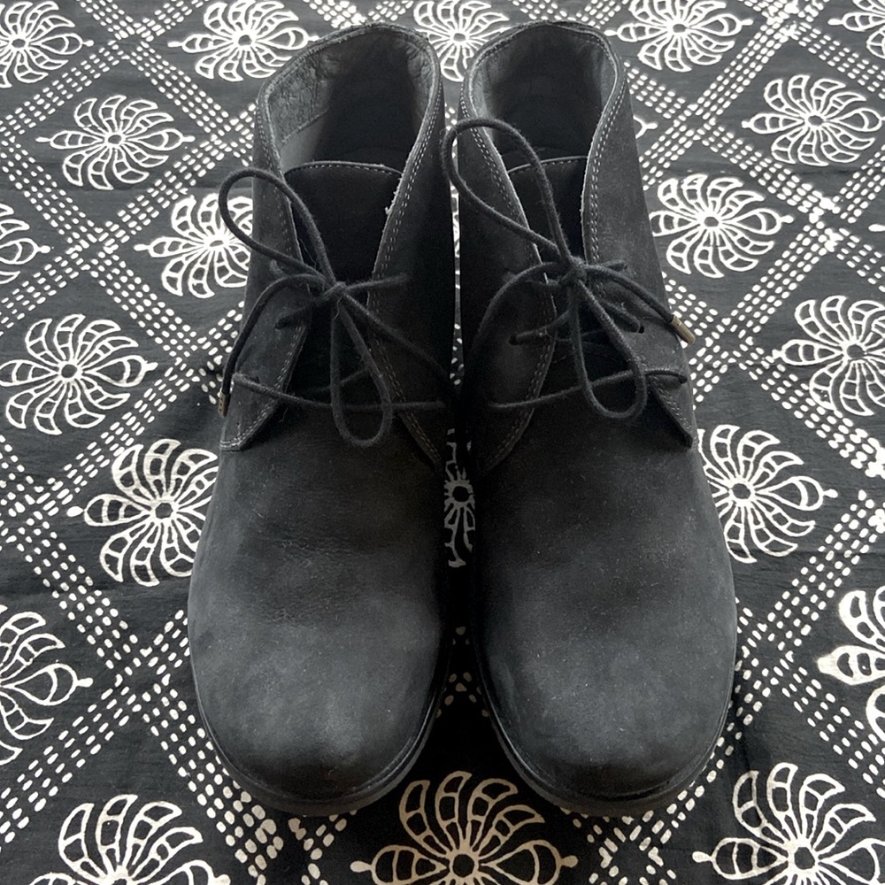 Dansko Black Suede Laceup Booties
